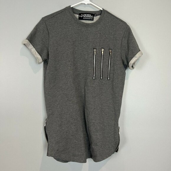 The New Designers by Alexander Pap Gray Short Sleeve Sweatshirt Zipper Detail S - Picture 1 of 9